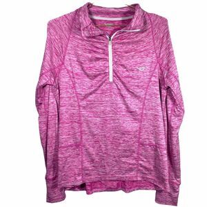 Pony Running Womans Large Top Activewear Sweatshirt Pullover Back Pocket 1/4 Zip